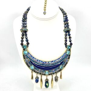 HEIDI DAUS "Celestial Sparkle" Beaded Crystal and Enamel Bib Necklace